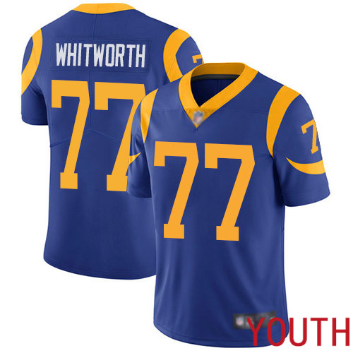 Los Angeles Rams Limited Royal Blue Youth Andrew Whitworth Alternate Jersey NFL Football 77 Vapor Untouchable